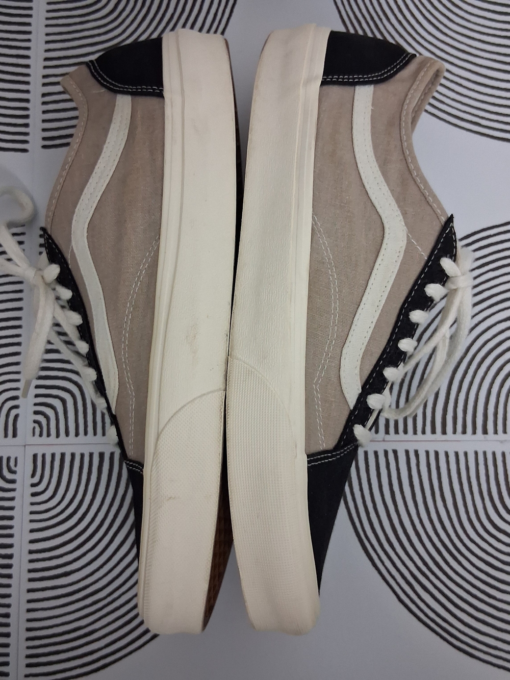 Vans Old Skool Mens 12 Black/Tan Tapered Eco Theory Multi Block SKT8R Sneakers - Picture 9 of 15